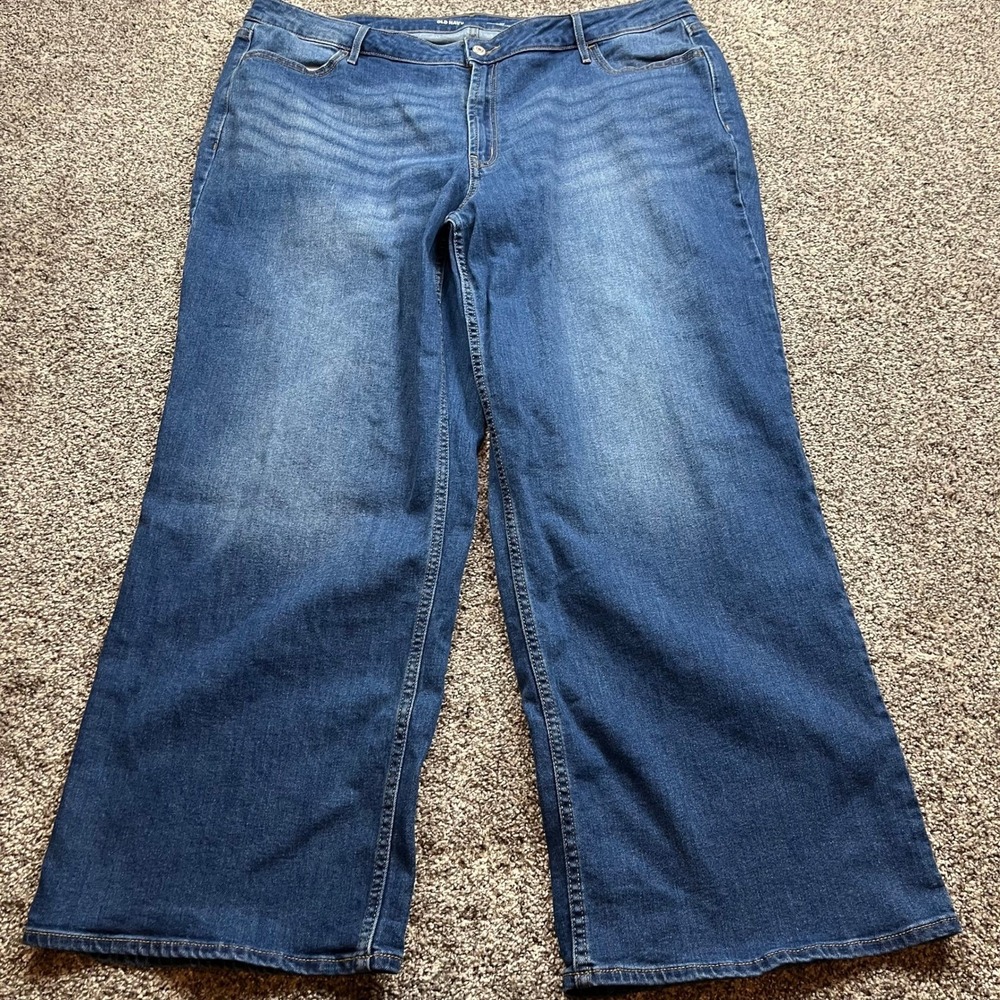 Old Navy Wide Leg Jeans Womens 22 Medium Wash High Rise Wow Fit Casual Everyday